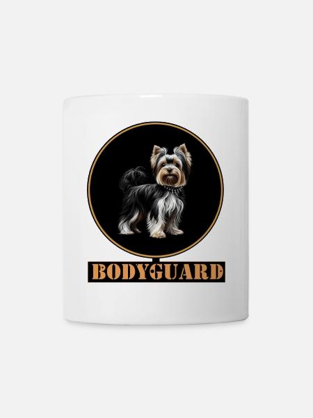 Yorkshire Terrier : Wachhund im Goldring - Tasse - Weiß