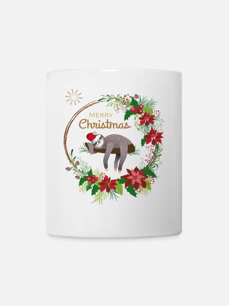 Faultier wünscht Merry Christmas - Tasse - Weiß