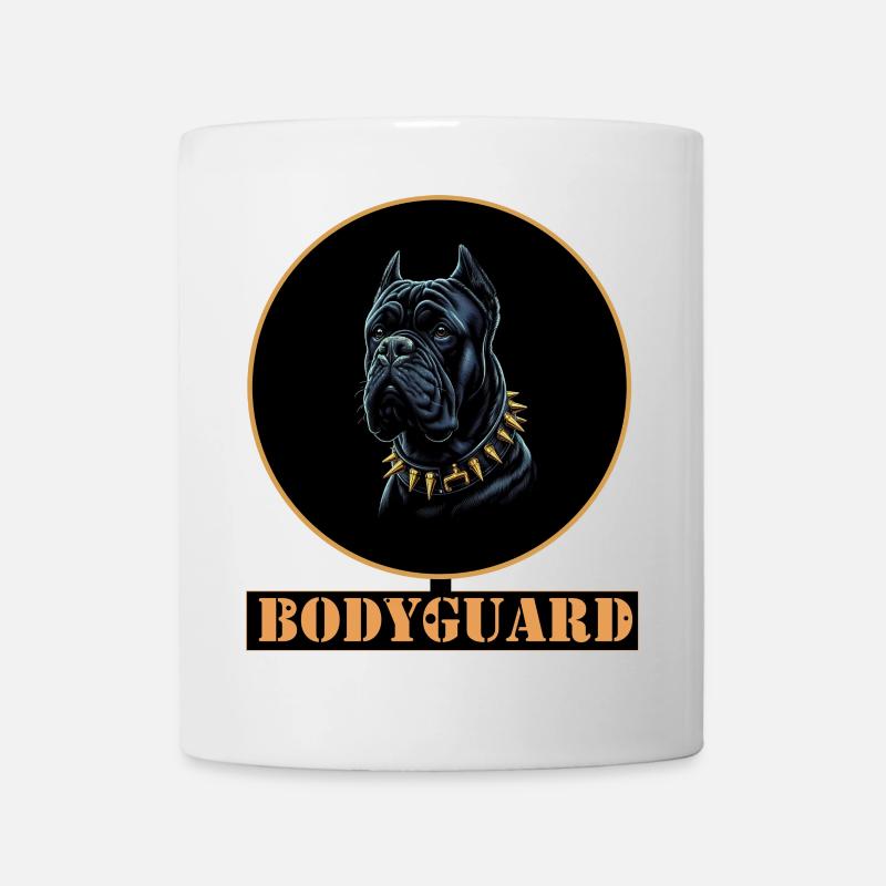 Bullmastiff Hund mit Stachelhalsband - schwarz - Tasse - Weiß