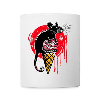 Ratte auf Eis – Street Art Tattoo Style - Tasse - Weiß - Vorne