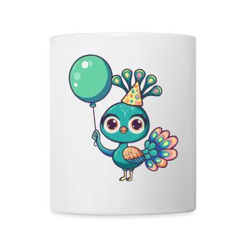 Peacock Bird Birthday Comic Cute - Mug - white - Front
