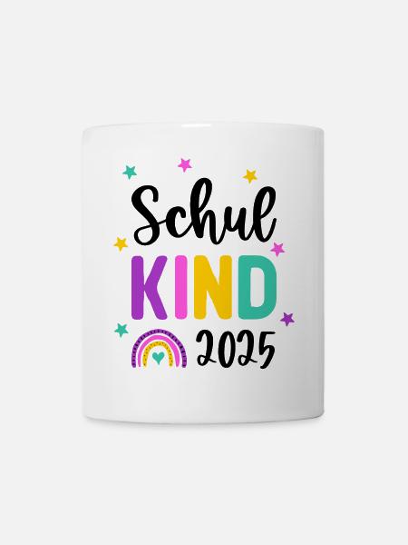Schulkind 2025 Einschulung Regenbogen Schule - Tasse - Weiß