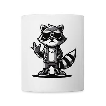 Waschbär mit Rock Pose Raccoon Rock Musik Musiker - Tasse - Weiß - Vorne