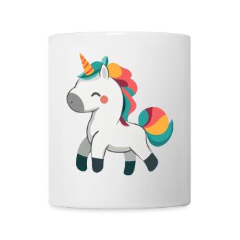 Niedliches stolzes Einhorn-Design - skurrile Cartoon-Kunst - Tasse - Weiß - Vorne