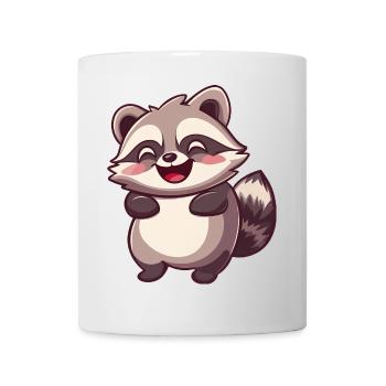 Niedlicher entzückender Waschbär - Charmantes Cartoon-Design - Tasse - Weiß - Vorne
