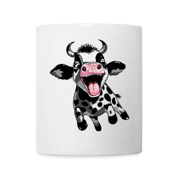 Springendes Kälbchen - Lustiges Kuh Kalb Design - Tasse - Weiß - Vorne