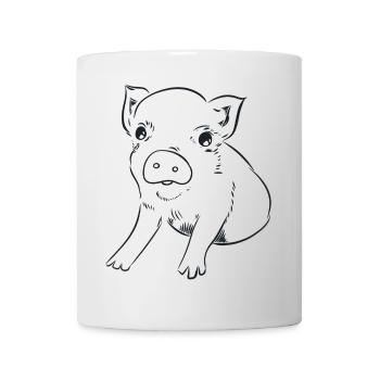 Piglet, graphic black and white - Mug - white - Front