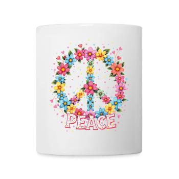 Flower Power Peace Zeichen - Tasse - Weiß - Vorne