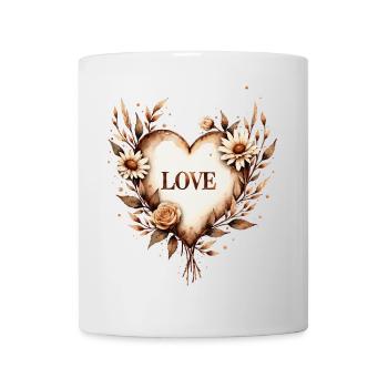 Coeur vintage avec des fleurs – Loving Design - Mug blanc - blanc - Devant