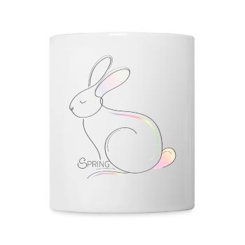 Illustration de lapin minimaliste pour le printemps - Mug blanc - blanc - Devant