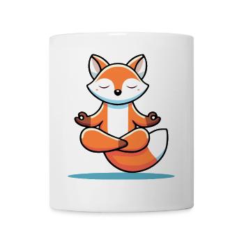 Meditierender Fuchs – Entspannende Illustration - Tasse - Weiß - Vorne