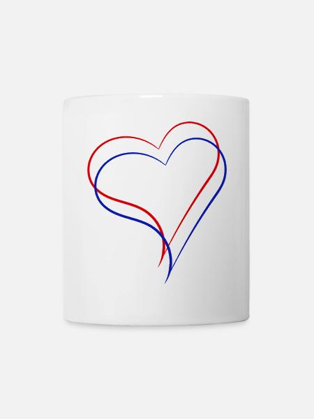 Un cœur rouge et un cœur bleu ensemble - Mug blanc - blanc
