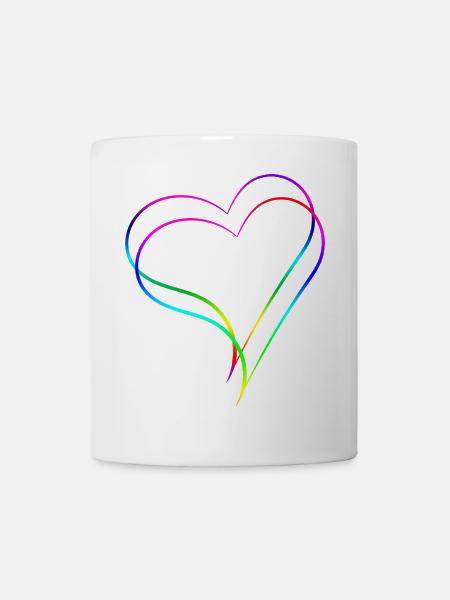 Herzen Regenbogen - Liebe - Tasse - Weiß