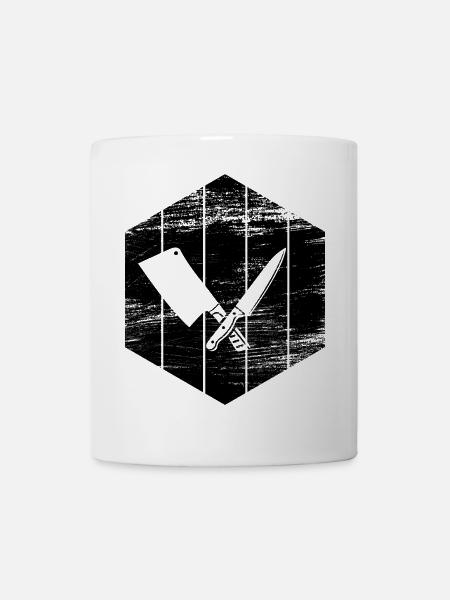Messer und Hackbeil - Tasse - Weiß