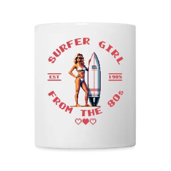 80s Surfergirl Retro Pixel Art Shirt - Mug - white - Front
