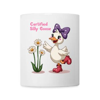 Zertifizierte Silly Goose Lustige Cartoon Gans T-Shirt - Tasse - Weiß - Vorne