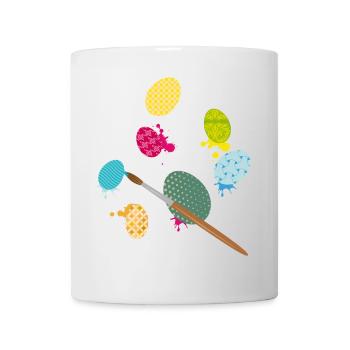 Colorful Easter Eggs – Creative Painting Design with Brush - Mug - white - Front