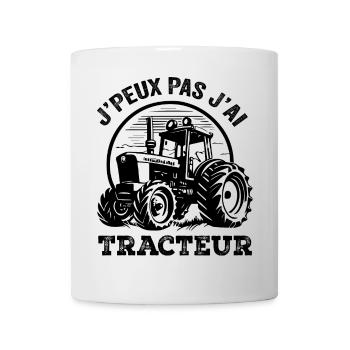 J'Peux Pas J'ai Tracteur Humour Cadeau Fermière - Mug blanc - blanc - Devant