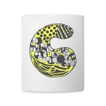 Buchstabe C mit Charakter in gelb - Tasse - Weiß - Vorne