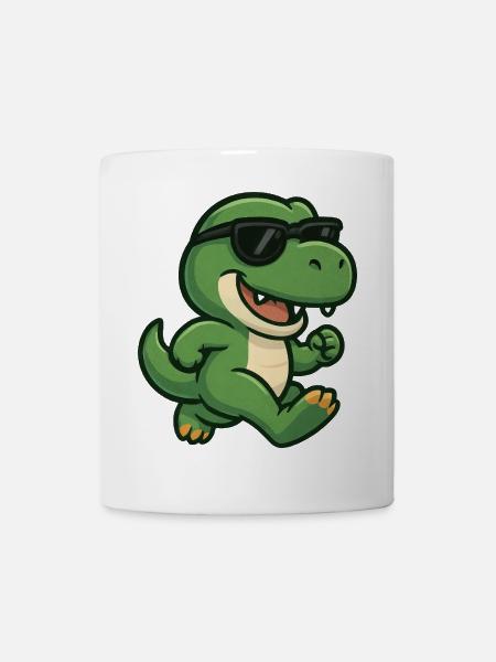 Cool T-Rex Dinosaure avec lunettes de soleil Jogging - Mug blanc - blanc