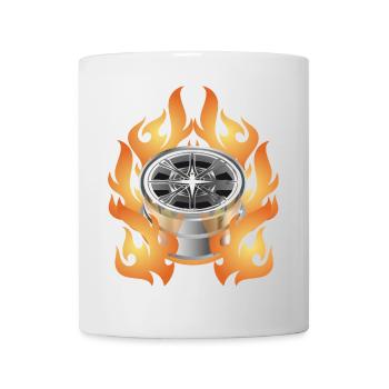 Hot Shiny Car Rim With Flames - Mug - white - Front