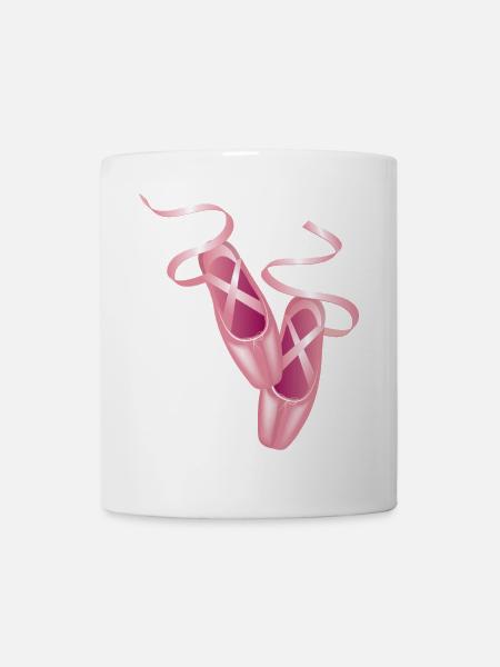 Rosa Ballettschuhe & Satinband-Elegantes Tanzmotiv - Tasse - Weiß