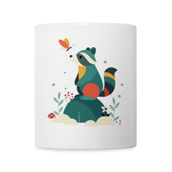 Raccoon & Butterfly Cute Woodland Animal Motif - Mug - white - Front