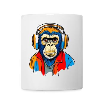 Monkey with headphones - Mug - white - Front