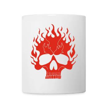 Roter flammender Totenkopf - Tasse - Weiß - Vorne