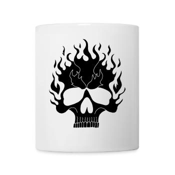 Schwarzer flammender Schädel - Tasse - Weiß - Vorne