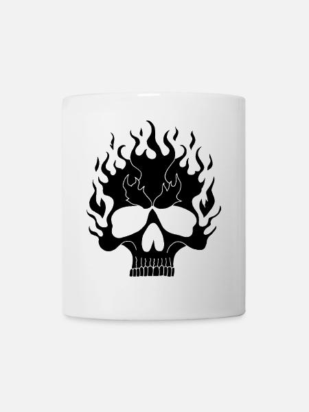 Schwarzer flammender Schädel - Tasse - Weiß