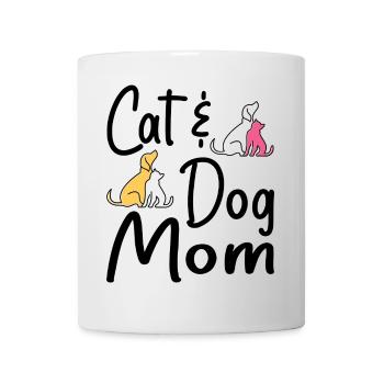 Pet Cat And Dog Mom Tees For Women, Cat Dog Mom - Mug - white - Front