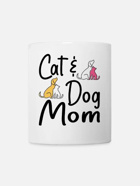 Haustier Katze Und Hund Mama T-Shirts Für Frauen, Katze Hund Mama - Tasse - Weiß