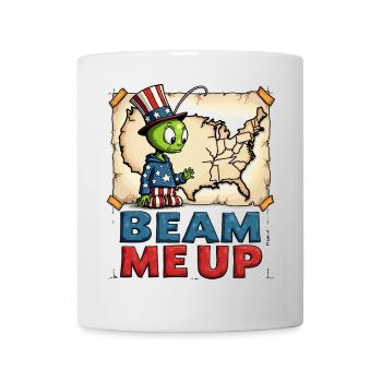 Cute Alien with USA Map - Mug - white - Front
