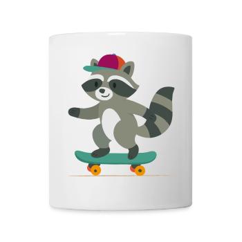 Skateboard raccoon with baseball cap - Mug - white - Front