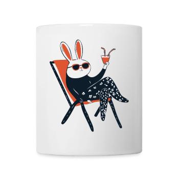 Beach Bunny – Chill Rabbit with Shades & Drink - Mug - white - Front