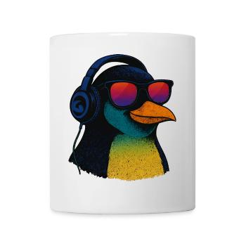 Cool Penguin with Sunglasses Music Headphones - Mug - white - Front