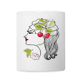 Woman's head with cherries - Mug - white - Front