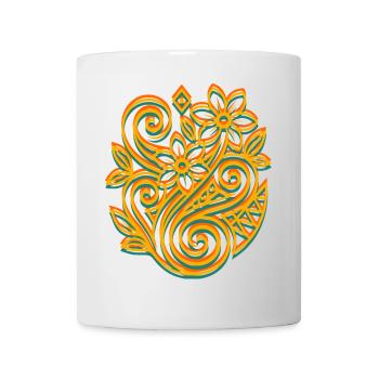 Kirituhi Style – Tribal Blumenmuster im Retro-Look - Tasse - Weiß - Vorne