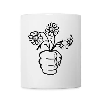 Faust/Hand mit Blumenstrauß - Tasse - Weiß - Vorne