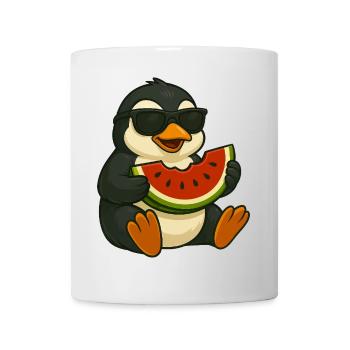 Cute Penguin with Melon Fruits Summer Cartoon - Mug - white - Front