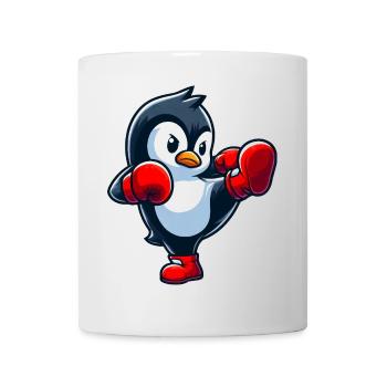 Cooler Pinguin Boxer Kickboxer Cartoon Kampfsport - Tasse - Weiß - Vorne