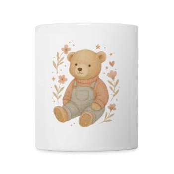 Süßer Boho Teddybär mit Blumen – Baby Design - Tasse - Weiß - Vorne