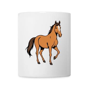 Braunes Pferd - Tasse - Weiß - Vorne