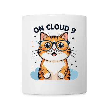 Niedliche Katzenillustration mit Brille - Tasse - Weiß - Vorne