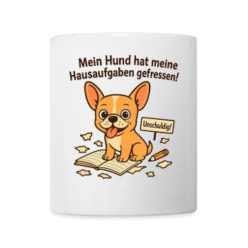 Hund hat Hausaufgaben gefressen – Fawn Chihuahua - Tasse - Weiß - Vorne