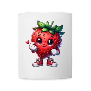 Main en cœur de fraise - Mug blanc - blanc - Devant