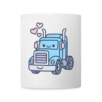 Kawaii Truck Shirt mit Herz Auspuff Liebe LKW - Tasse - Weiß - Vorne