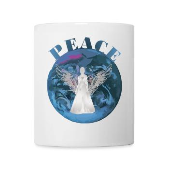 Paix sur Terre avec la protection des anges - Mug blanc - blanc - Devant