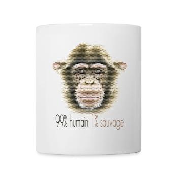 Chimpanzee Face – 99% Human 1% Wild - Mug - white - Front